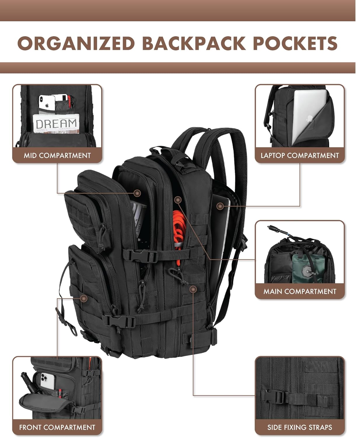 40L Military Backpack - Black
