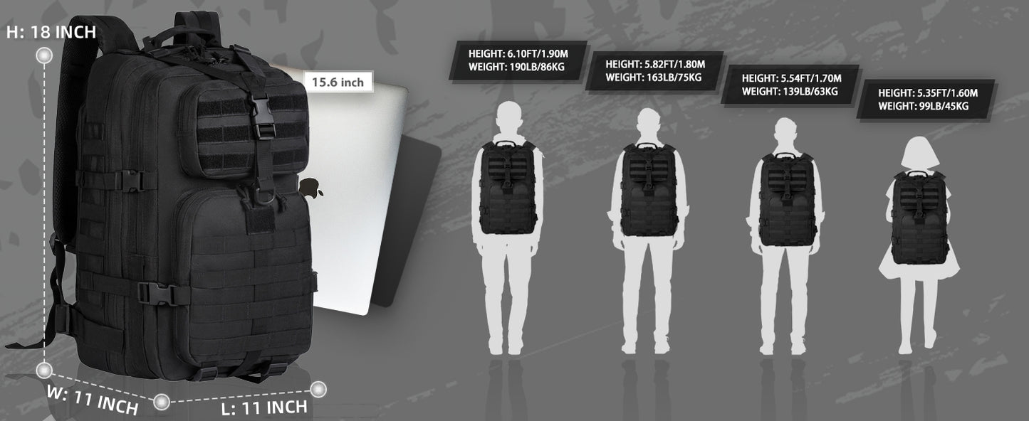 40L Military Backpack - Black
