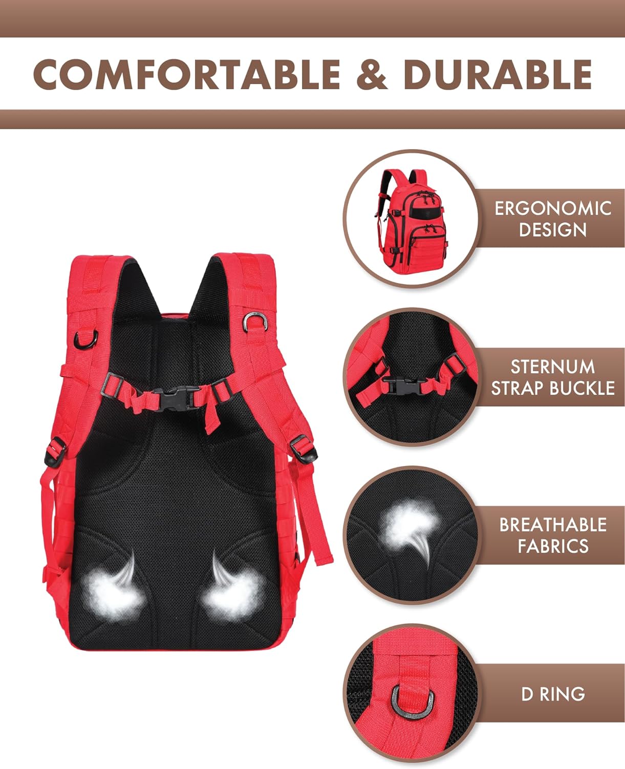 35L Tactical Backpack - Red