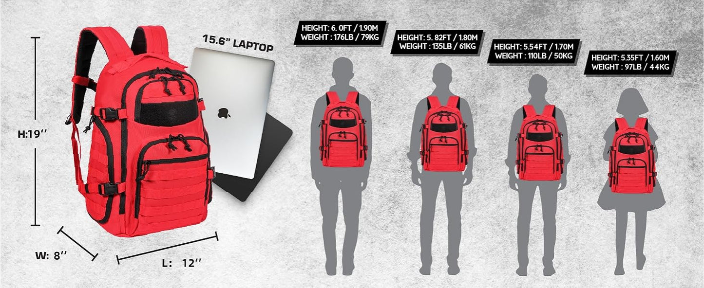35L Tactical Backpack - Red