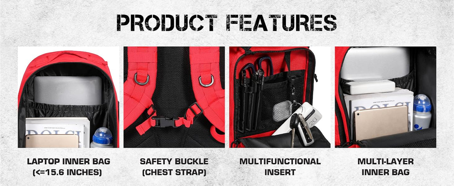 35L Tactical Backpack - Red