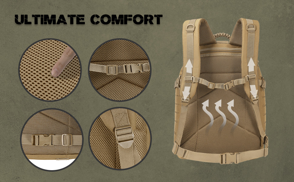 40L Tactical Backpack - Khaki
