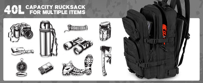 40L Military Backpack - Black