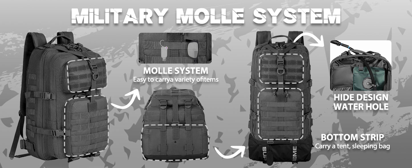 40L Military Backpack - Grey