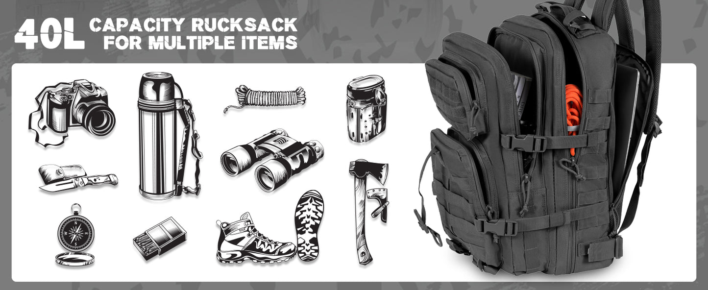 40L Military Backpack - Grey