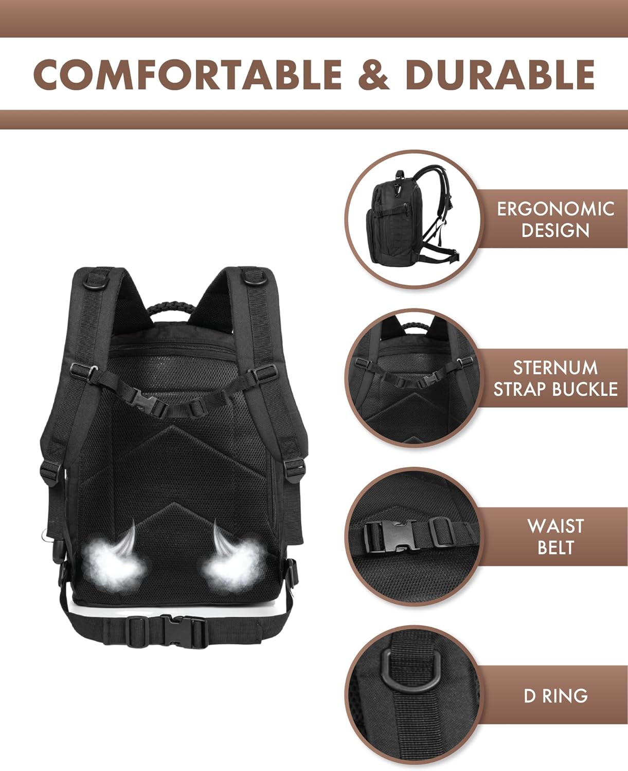 40L Tactical Backpack - Black