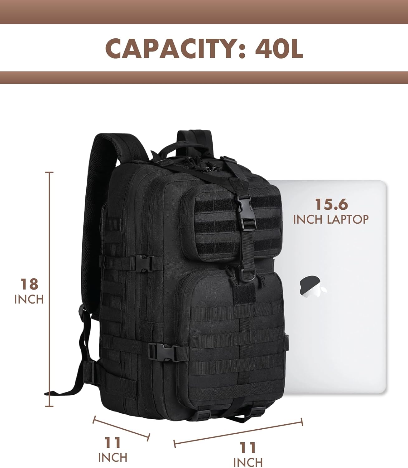 40L Military Backpack - Black