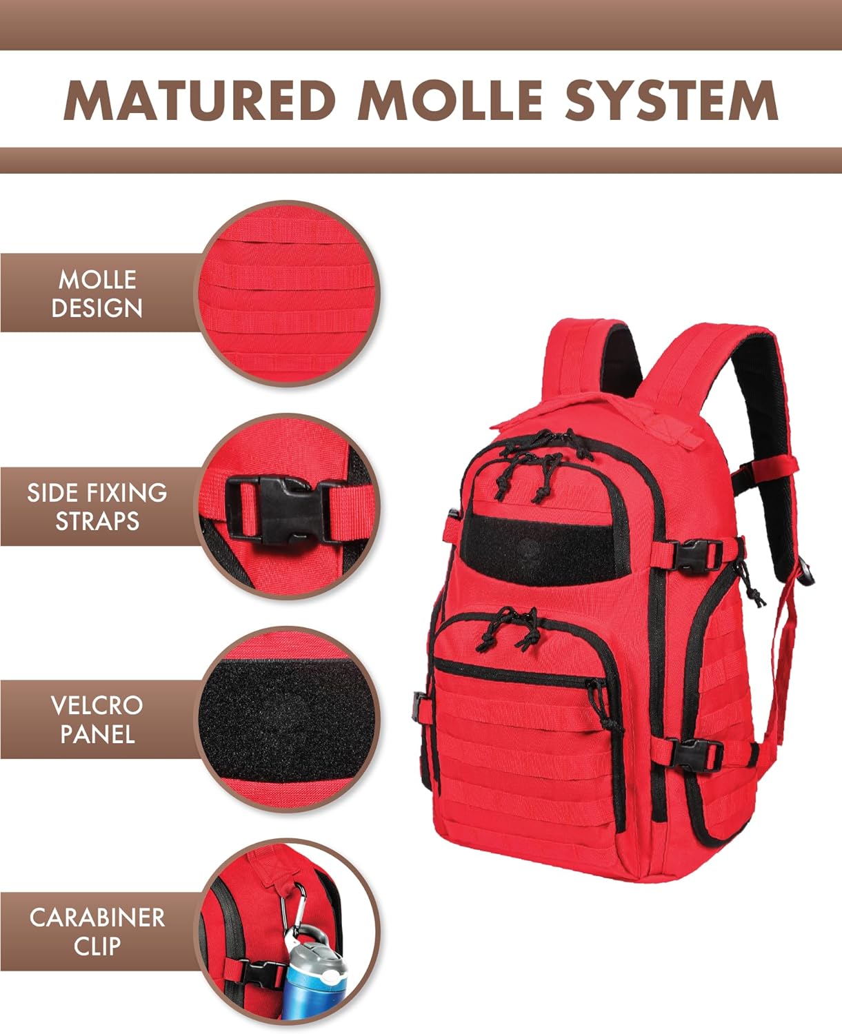 35L Tactical Backpack - Red