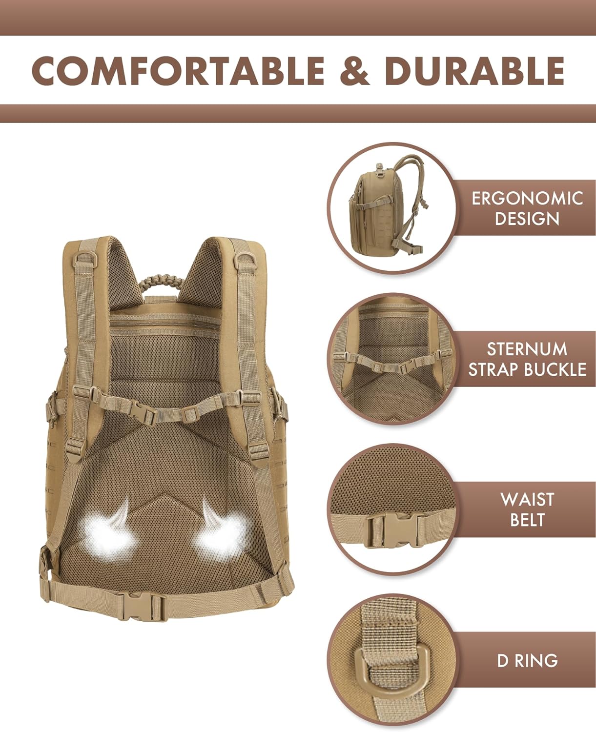 40L Tactical Backpack - Khaki