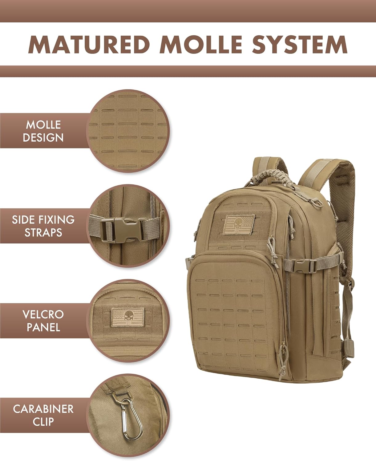 40L Tactical Backpack - Khaki