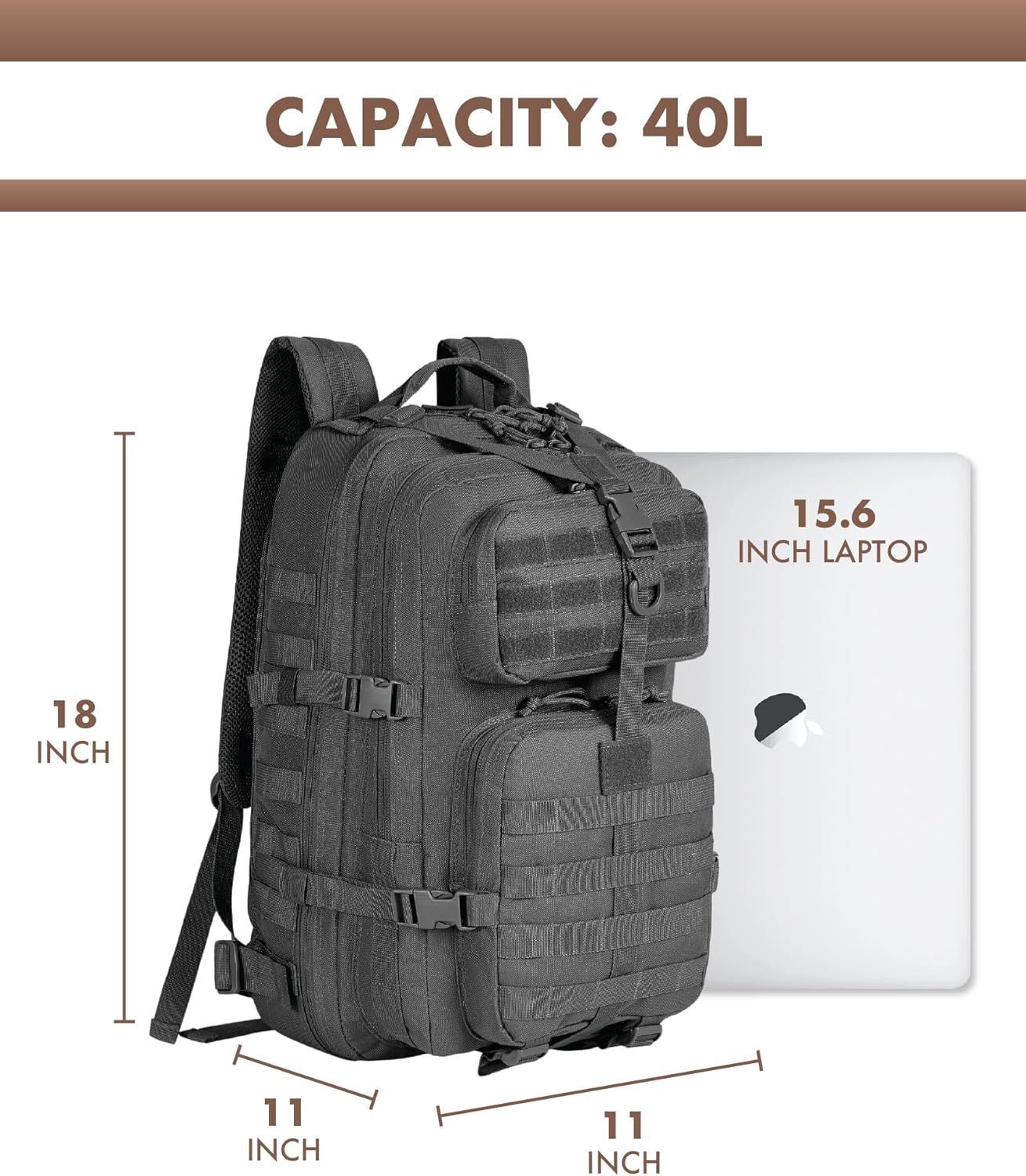 40L Military Backpack - Grey