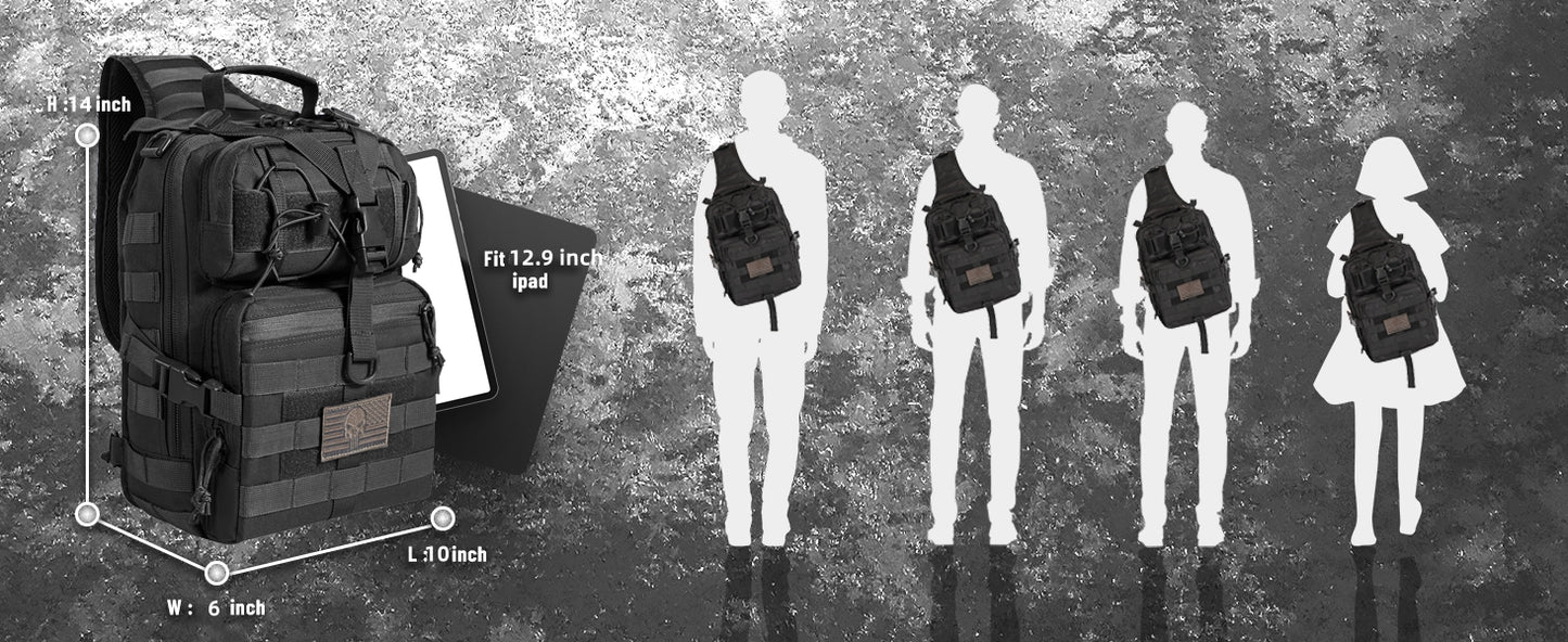 15L Tactical Sling Bag - Black