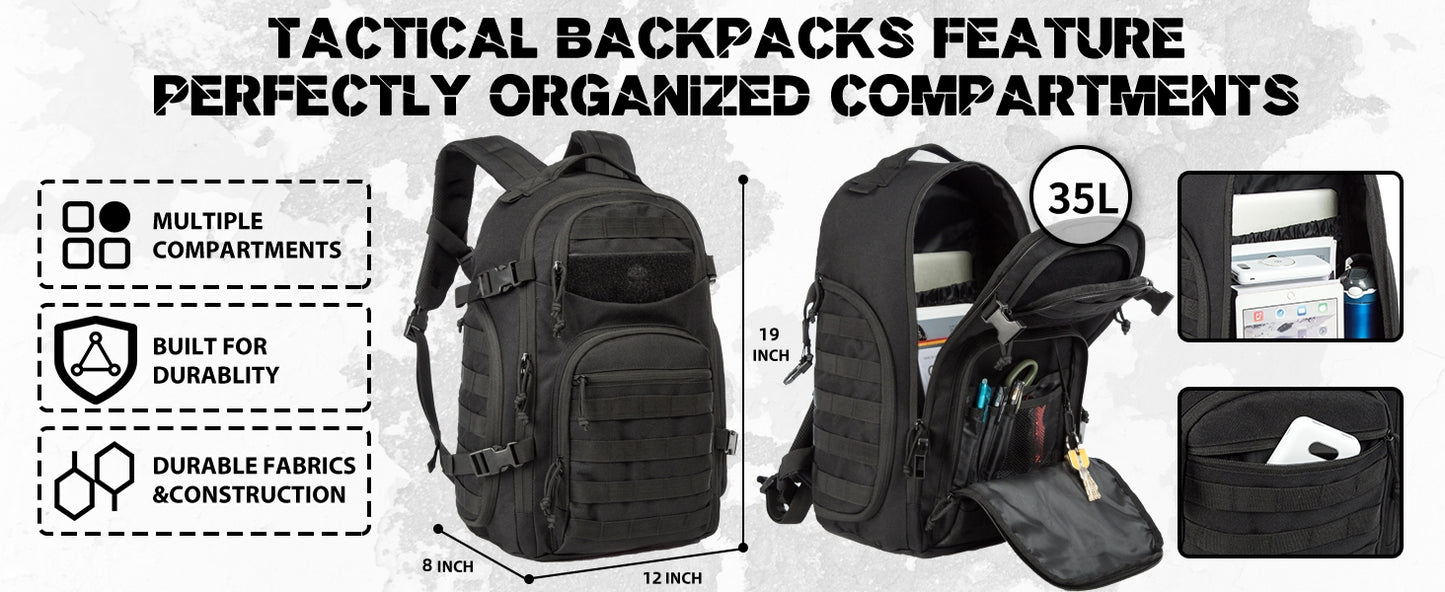 35L Tactical Backpack - Black