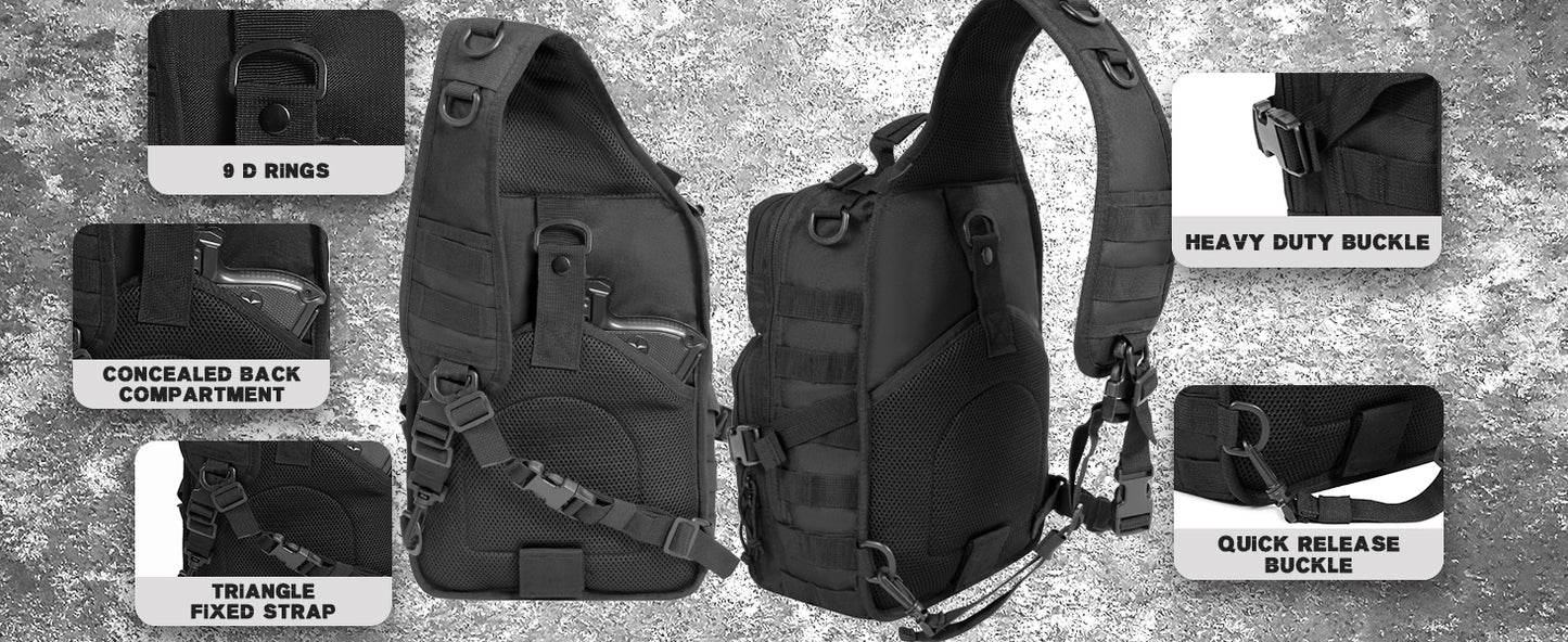 15L Tactical Sling Bag - Black