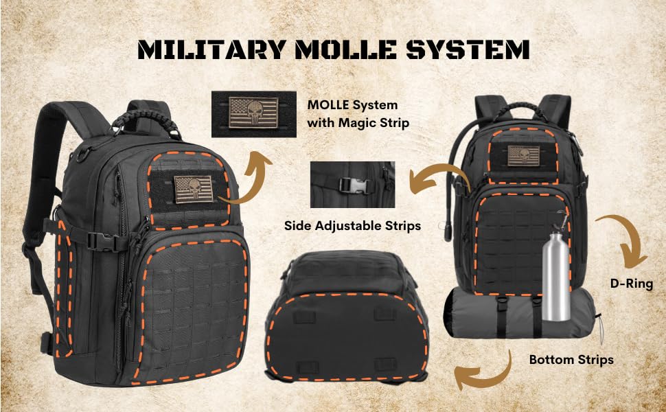 40L Tactical Backpack - Black