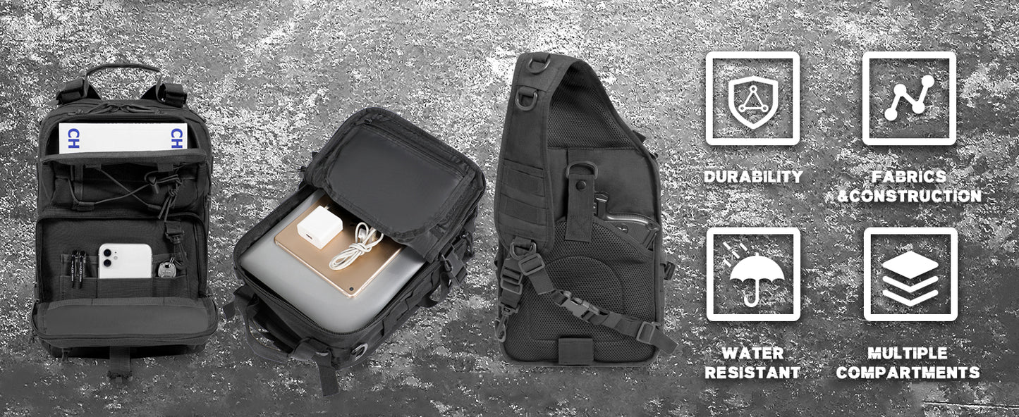15L Tactical Sling Bag - Black